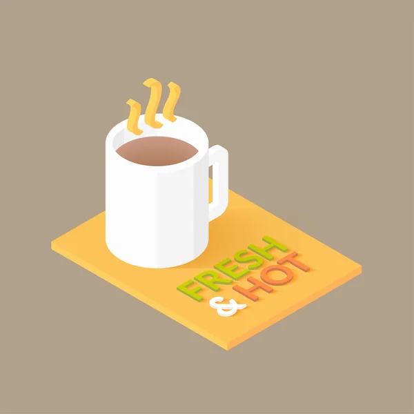 Гаряча кава в білій чашці значок — стоковий вектор