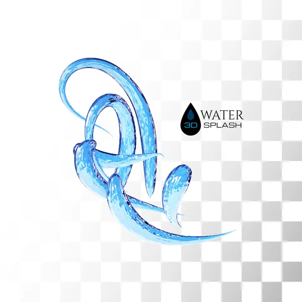 Blaue 3D-Wasserspritzer — Stockvektor