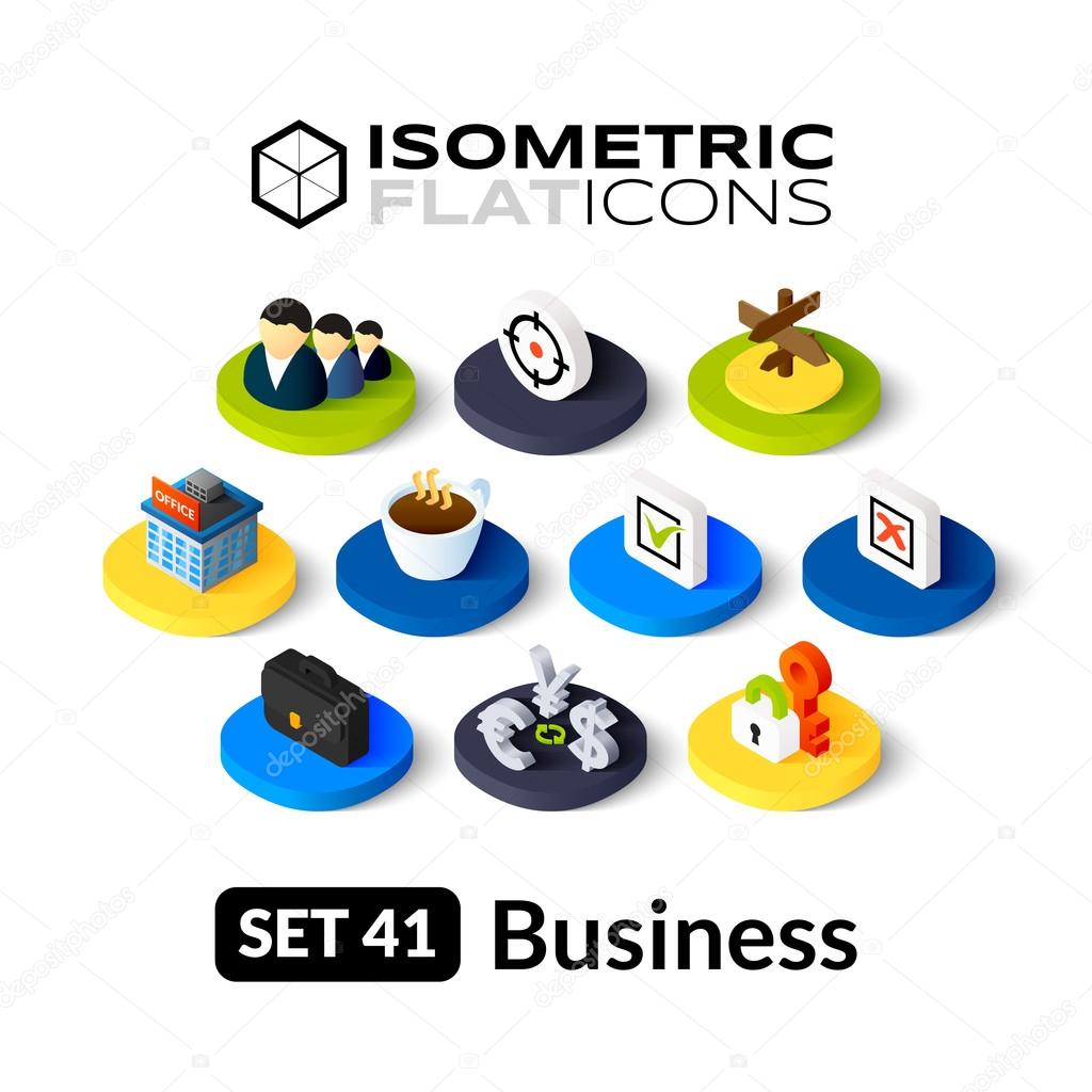 Isometric flat icons set