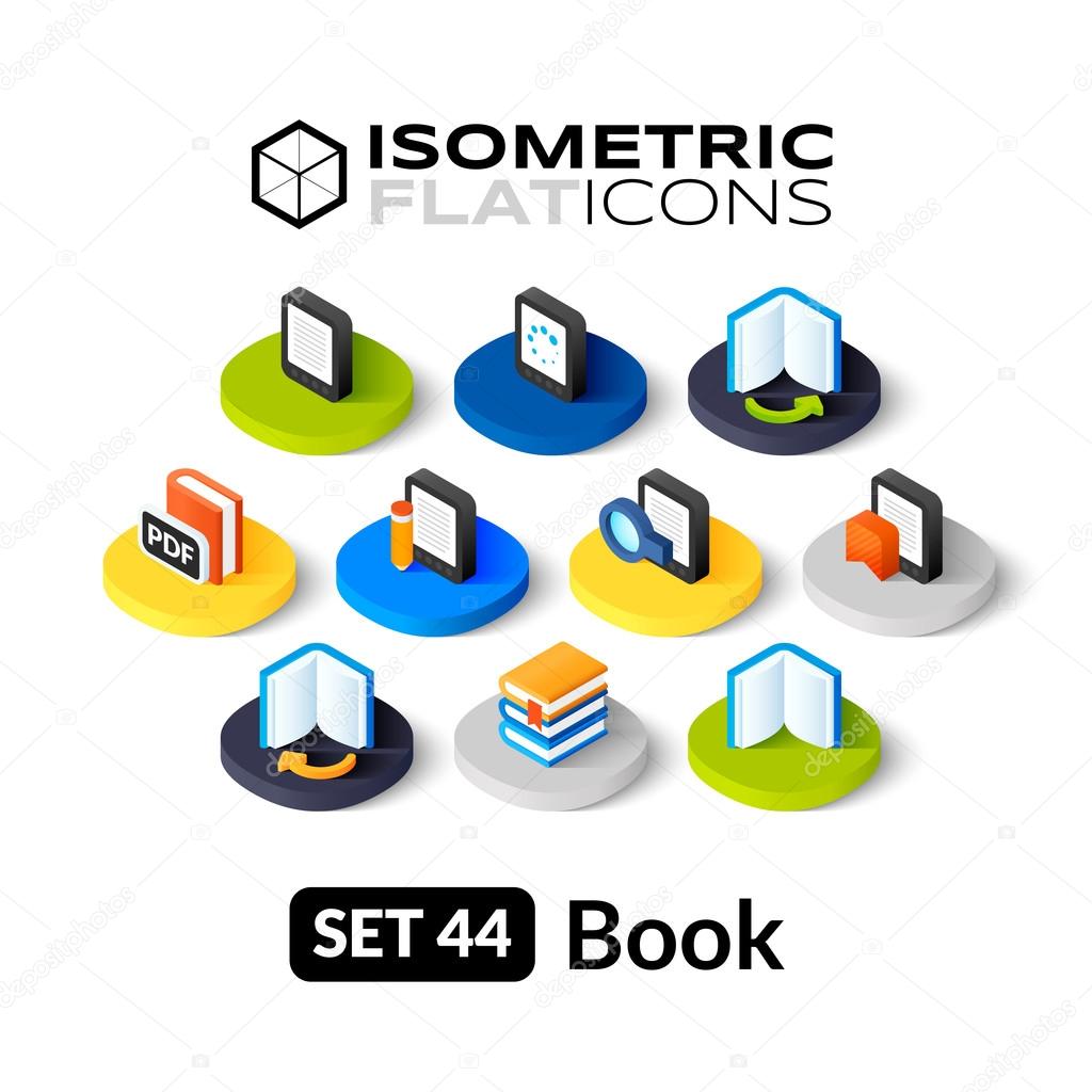 Isometric flat icons set