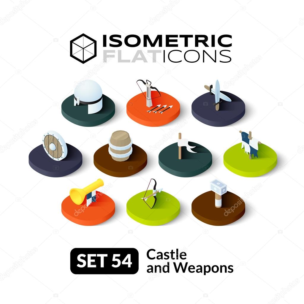 Isometric flat icons set