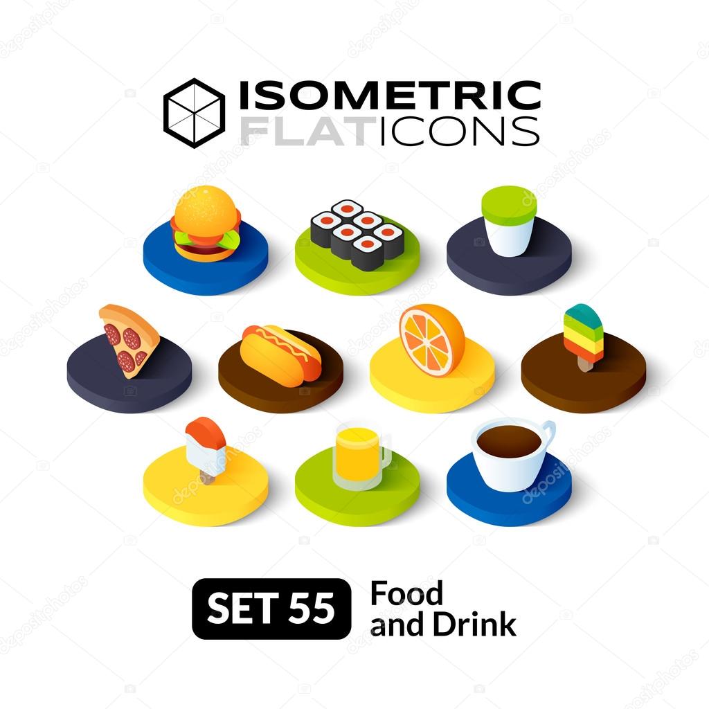 Isometric flat icons set