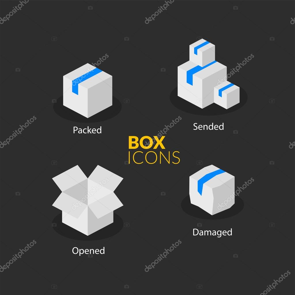 Box logo template, flat icons vector set