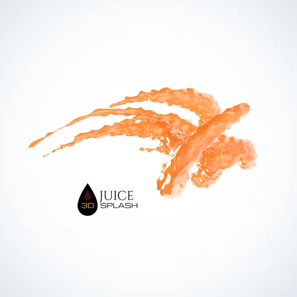Salpicadura de jugo de naranja 3D — Vector de stock
