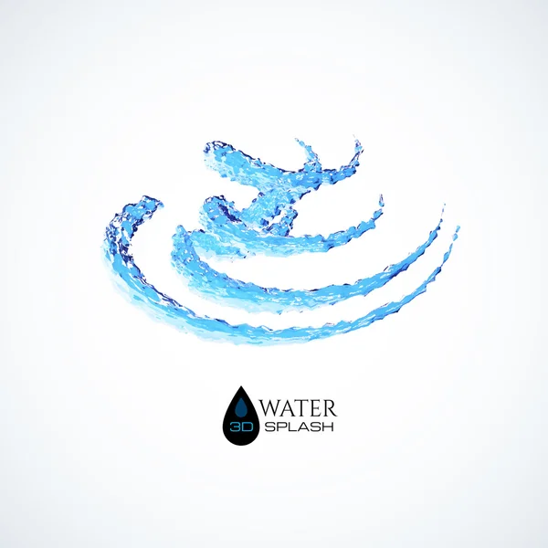 Niebieski 3d plusk wody — Wektor stockowy