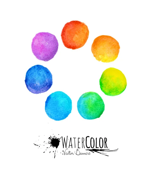 Colorful set vector isolated watercolor paint circles — Stock Vector