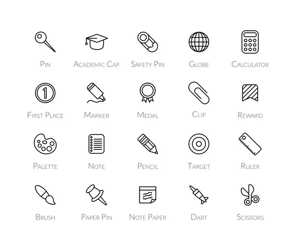 Iconos de contorno diseño plano delgado — Archivo Imágenes Vectoriales