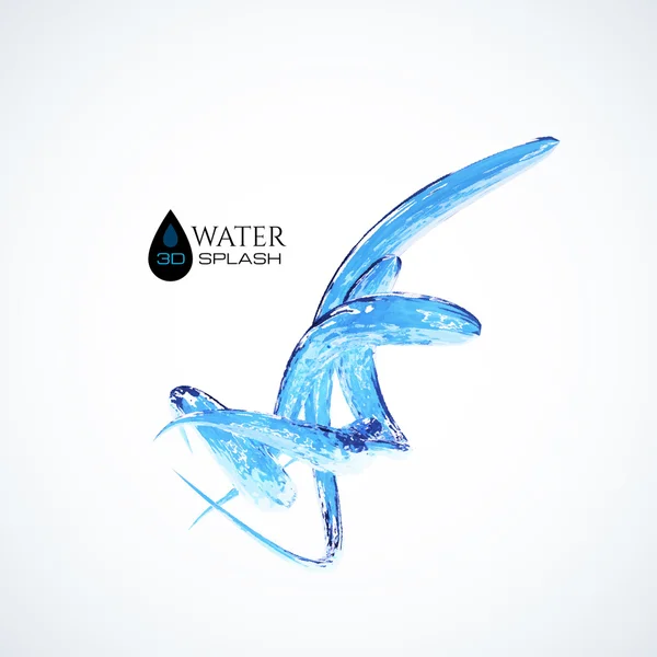 Salpicadura de agua azul 3D — Vector de stock