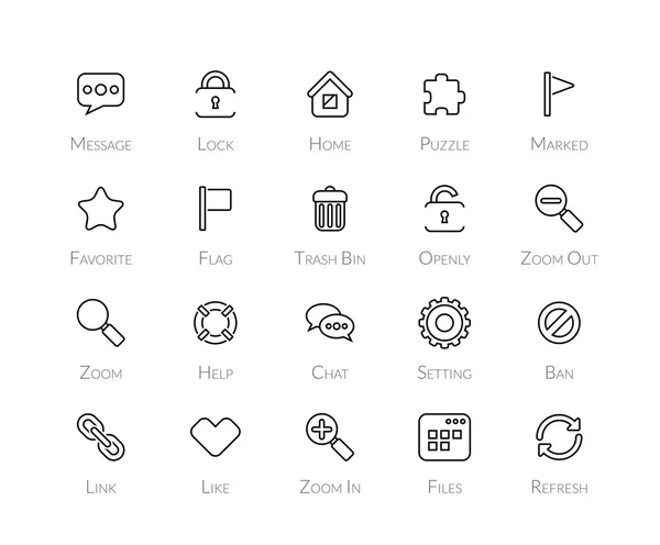 Iconos de contorno diseño plano delgado — Vector de stock