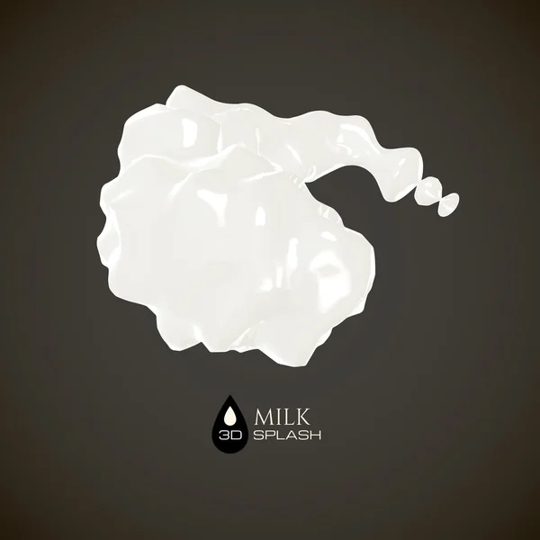 Milk 3D splash on black background — Stock Vector