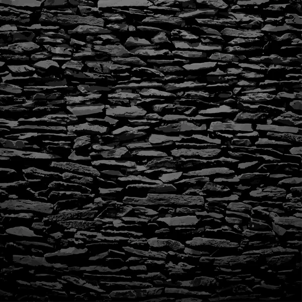 Mur en pierre, texture en relief noir — Image vectorielle