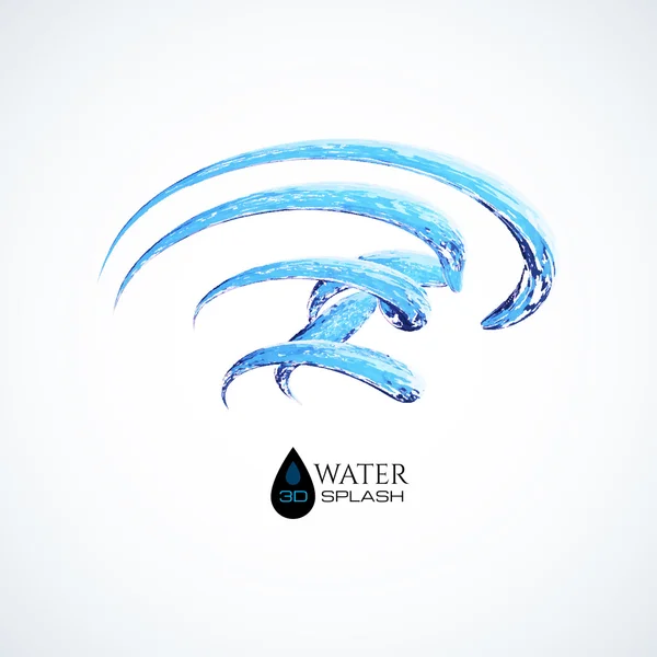 Blue 3D water splash — Stock Vector