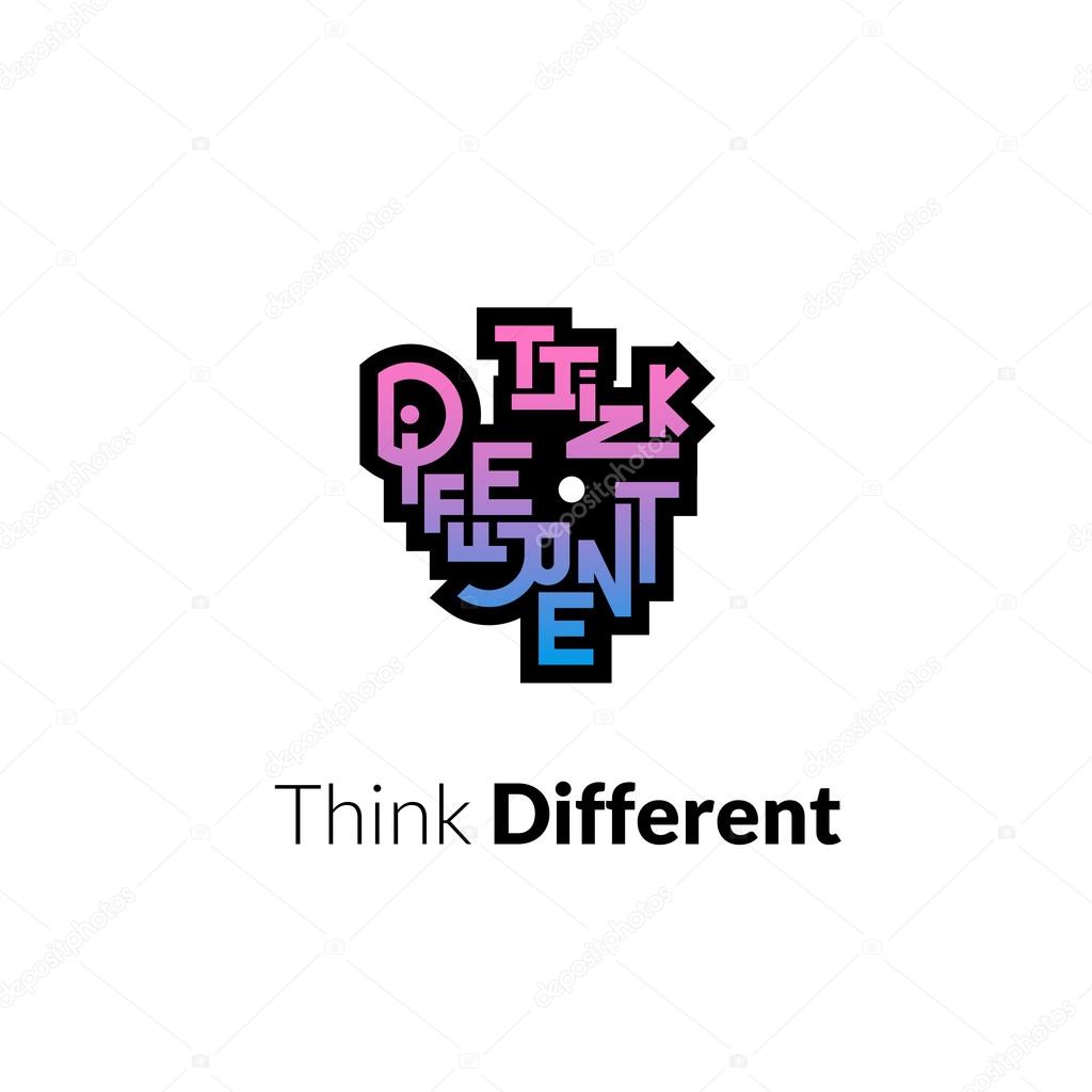 Think different phrase, graffiti logo sign, concept icon vector symbol