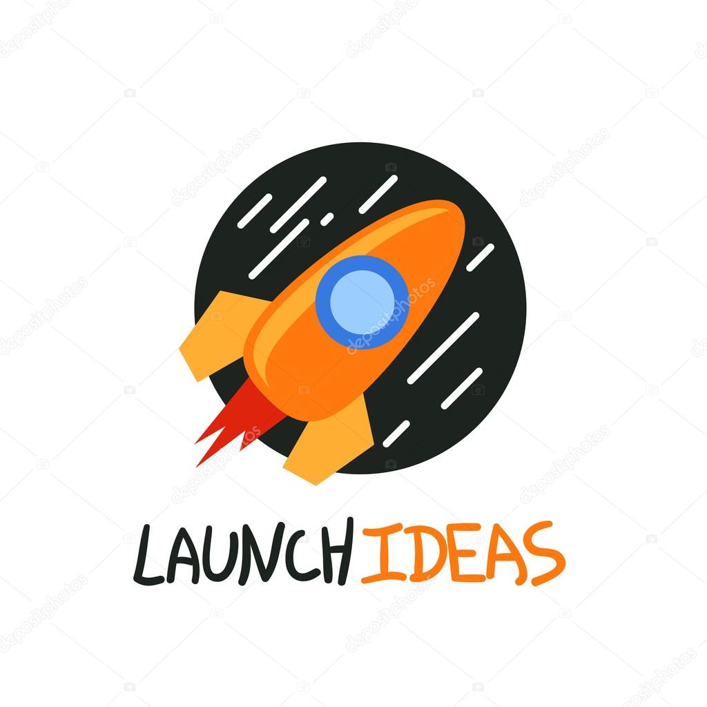 Start up rocket logo, concept vector symbol, trendy flat icon, design template