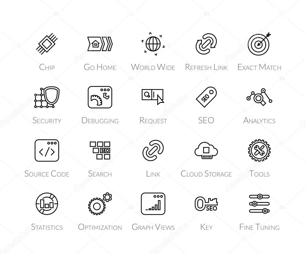 Outline icons thin flat design