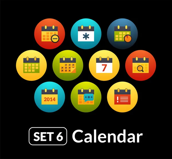 Platt ikoner kalender collection — Stock vektor