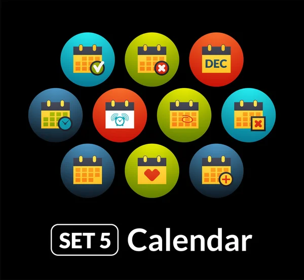 Ícones planos - coleção de calendário —  Vetores de Stock