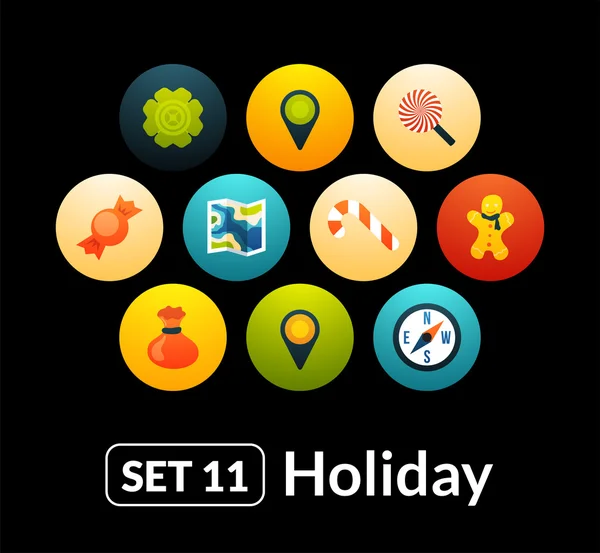 Icônes plates - collection vacances — Image vectorielle