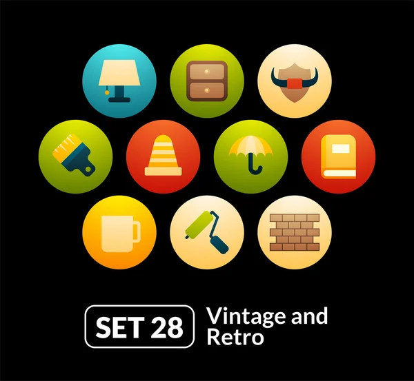 Ploché ikony vintage kolekce — Stockový vektor