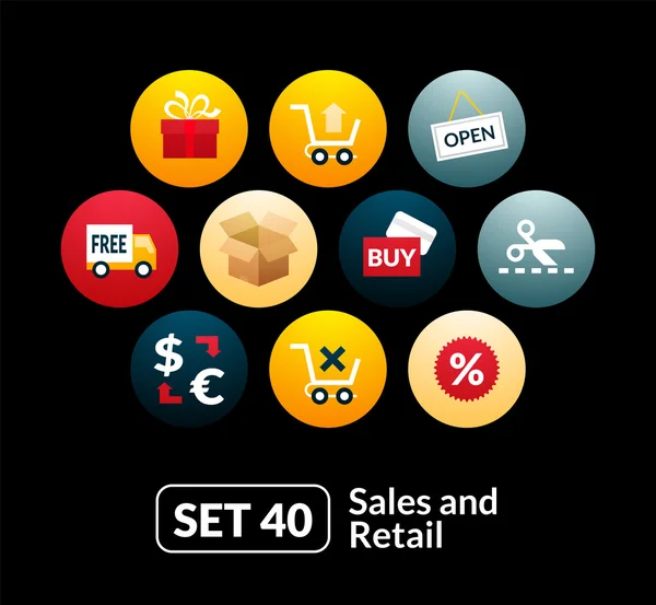 Értékesítési és kiskereskedelmi gyűjtemény ikonok beállítása — Stock Vector