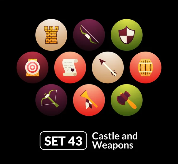 Kasteel en wepon icons set — Stockvector