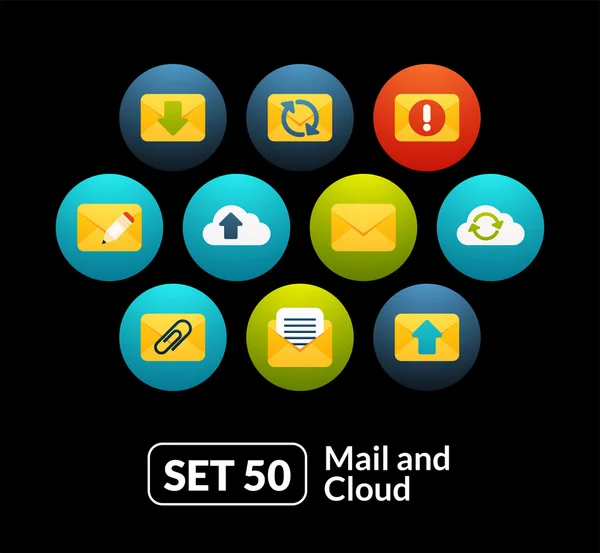 Conjunto de iconos de colección de correo y nube — Vector de stock
