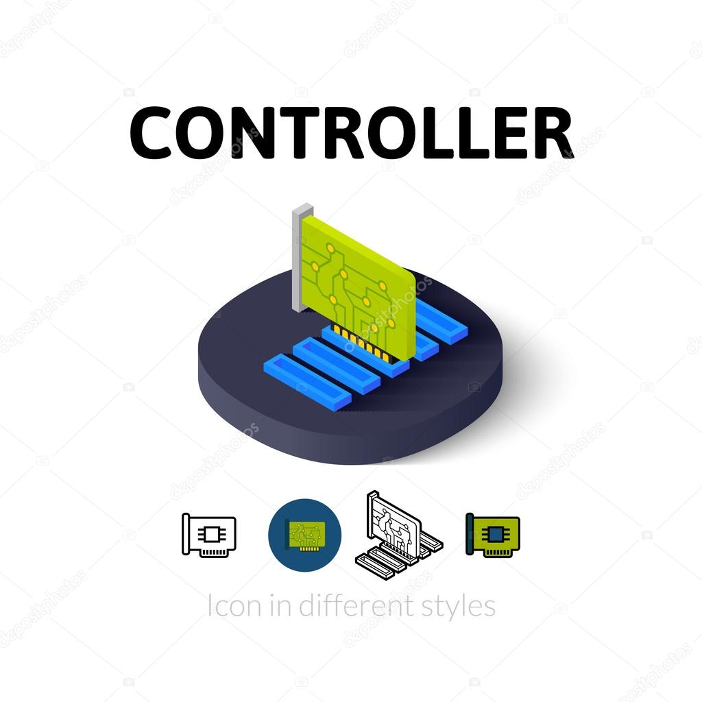 Controller icon, vector symbol in flat, outline and isometric style