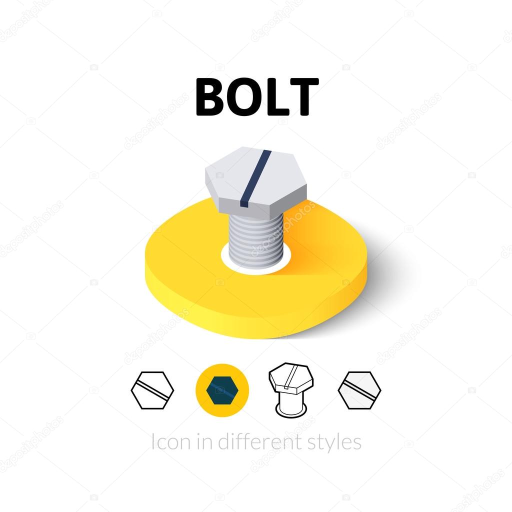 Bolt icon, vector symbol in flat, outline and isometric style