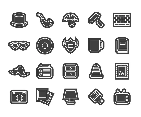 Iconos de contorno diseño plano delgado — Vector de stock