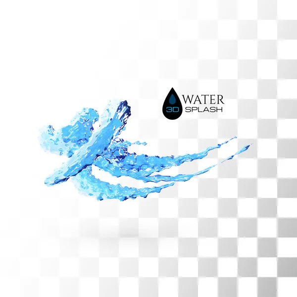 Blaue 3D-Wasserspritzer — Stockvektor