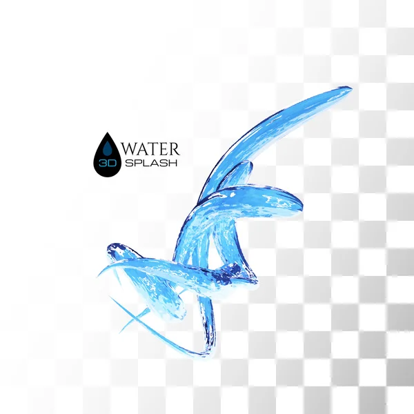 Blaue 3D-Wasserspritzer — Stockvektor