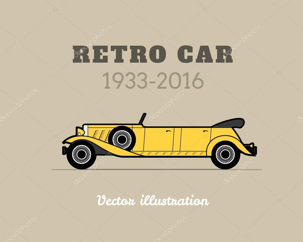 Retro limousine car vintage collection, classic garage sign, vector illustration background, can be used for design card infographics