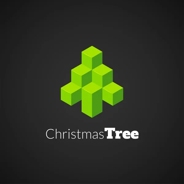 Isometric christmas tree logo — Stock Vector