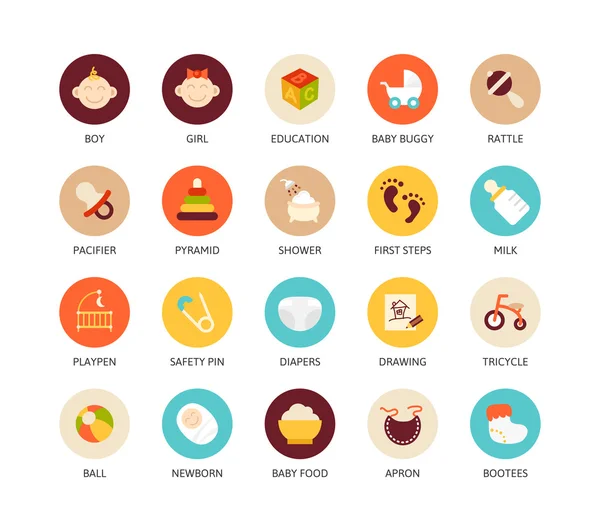 Round icons thin flat design — Stock Vector