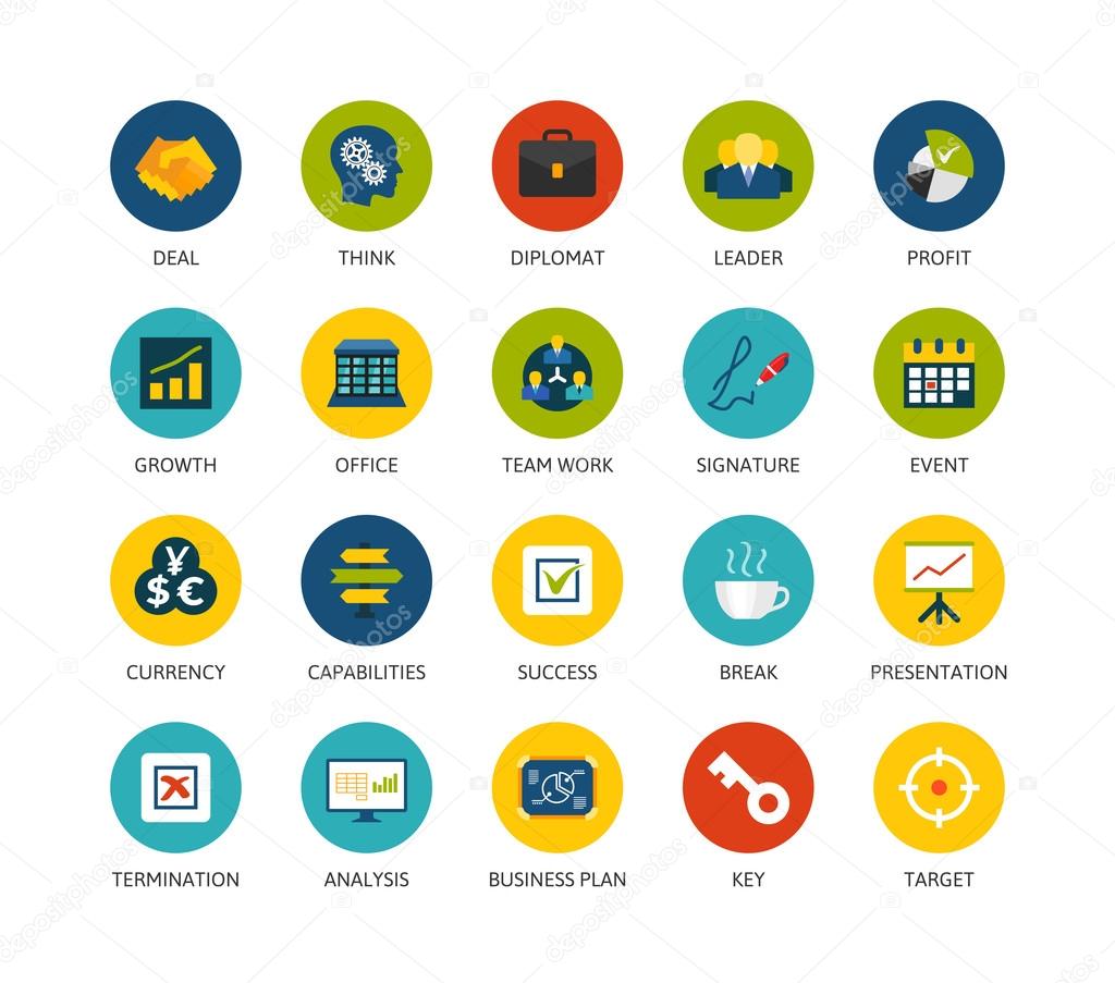 Round icons thin flat design