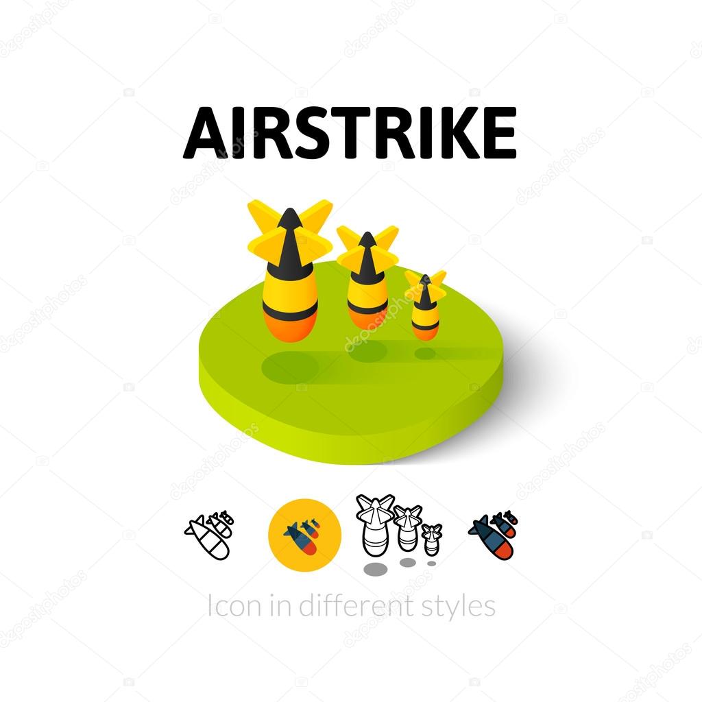 Airstrike icon, vector symbol in flat, outline and isometric style