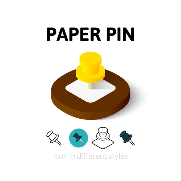 Icono de pin de papel en estilo diferente — Vector de stock