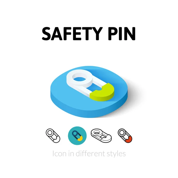 Safety pin icon in different style — Stock Vector