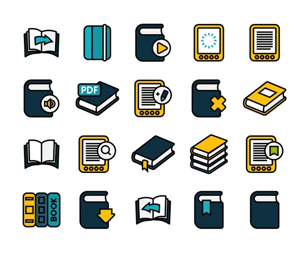 Iconos de contorno diseño plano delgado — Vector de stock