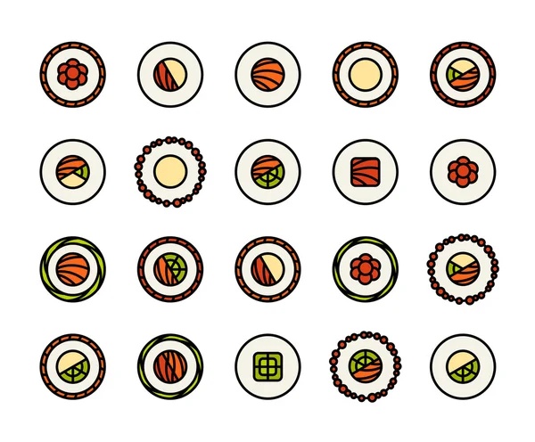 Iconos de contorno diseño plano delgado — Archivo Imágenes Vectoriales