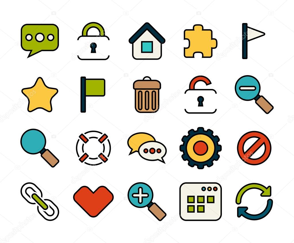 Outline icons thin flat design
