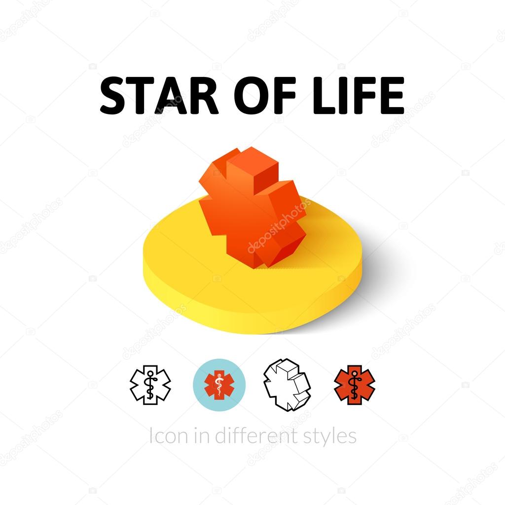 Star of life icon, vector symbol in flat, outline and isometric style