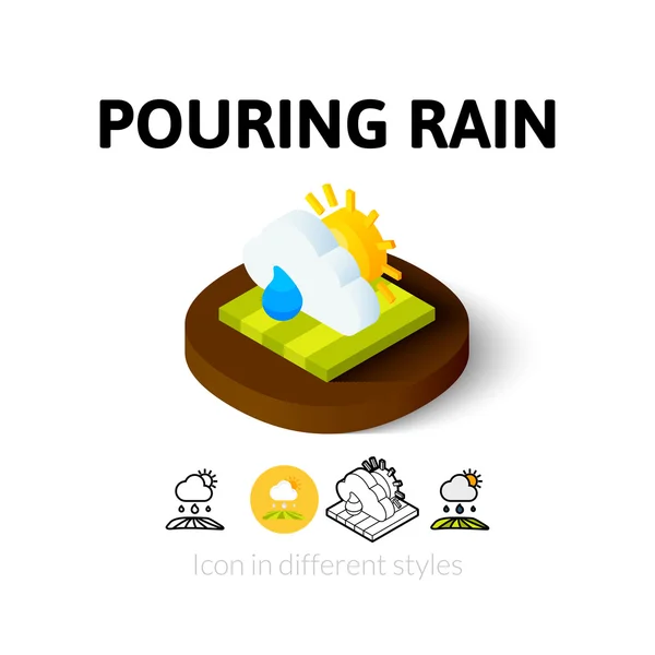 Pouring rain icon in different style — Stock Vector