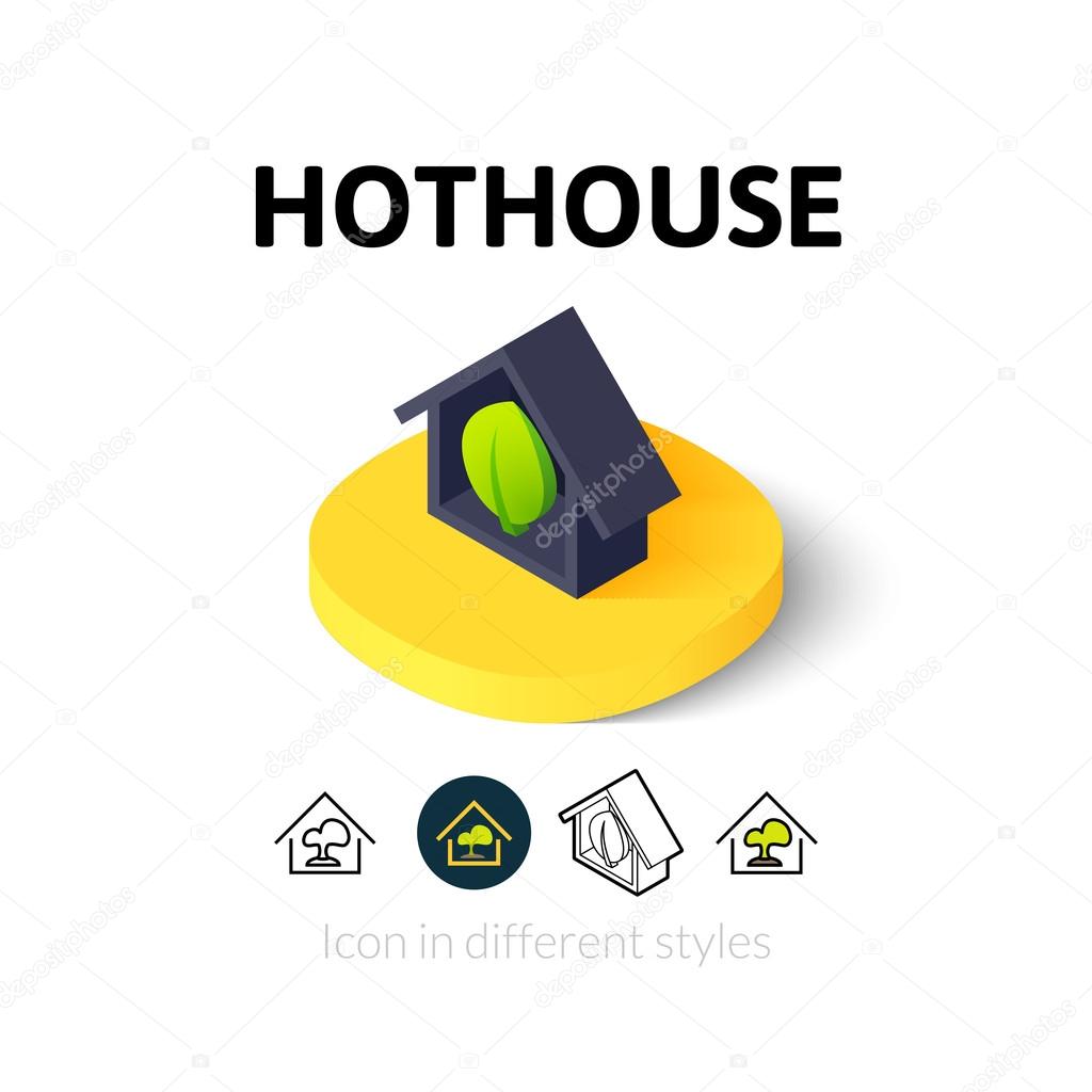Hothouse icon, vector symbol in flat, outline and isometric style