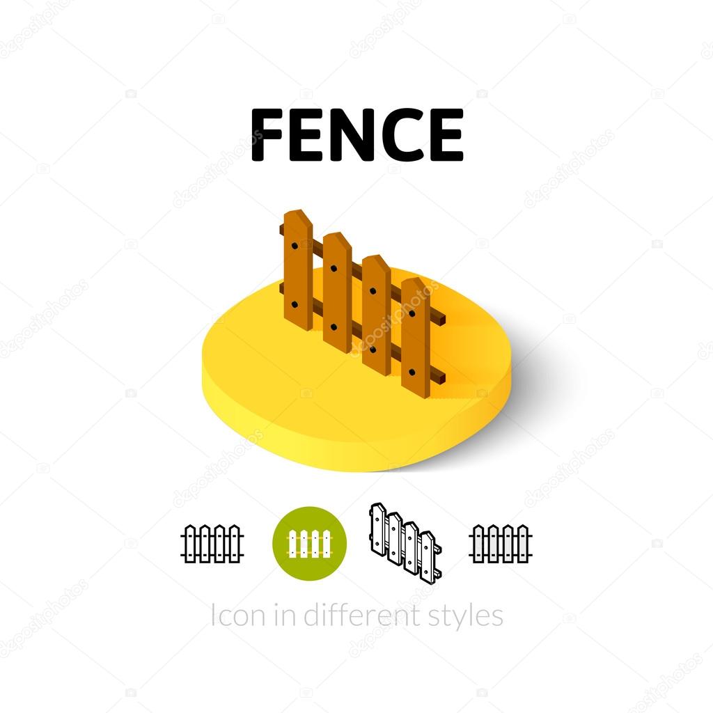 Fence icon, vector symbol in flat, outline and isometric style