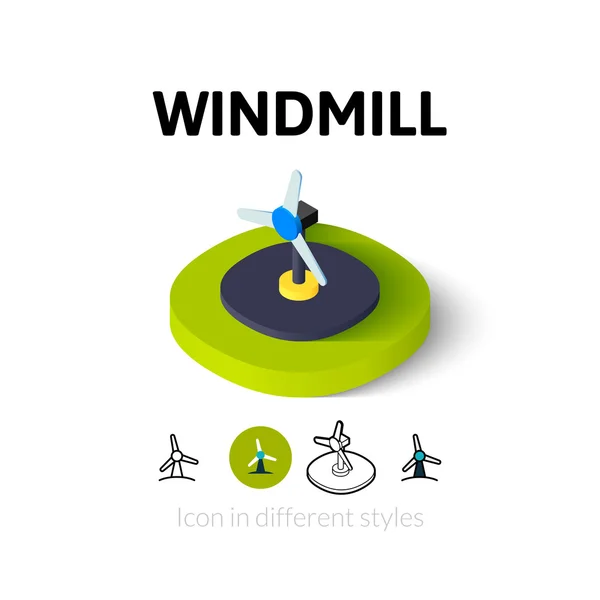 Windmolen pictogram in verschillende stijl — Stockvector