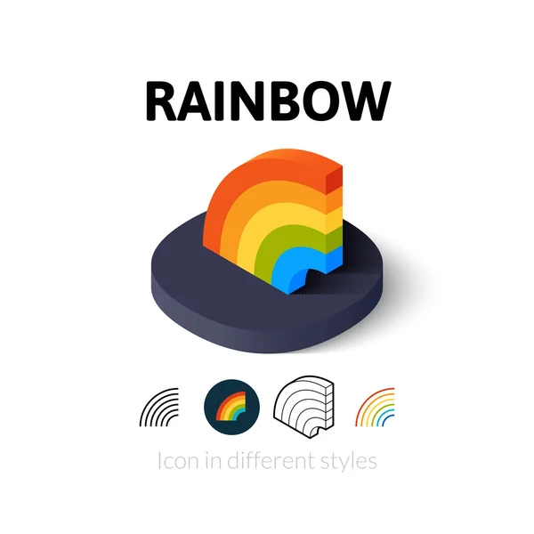 Regenboog pictogram in verschillende stijl — Stockvector