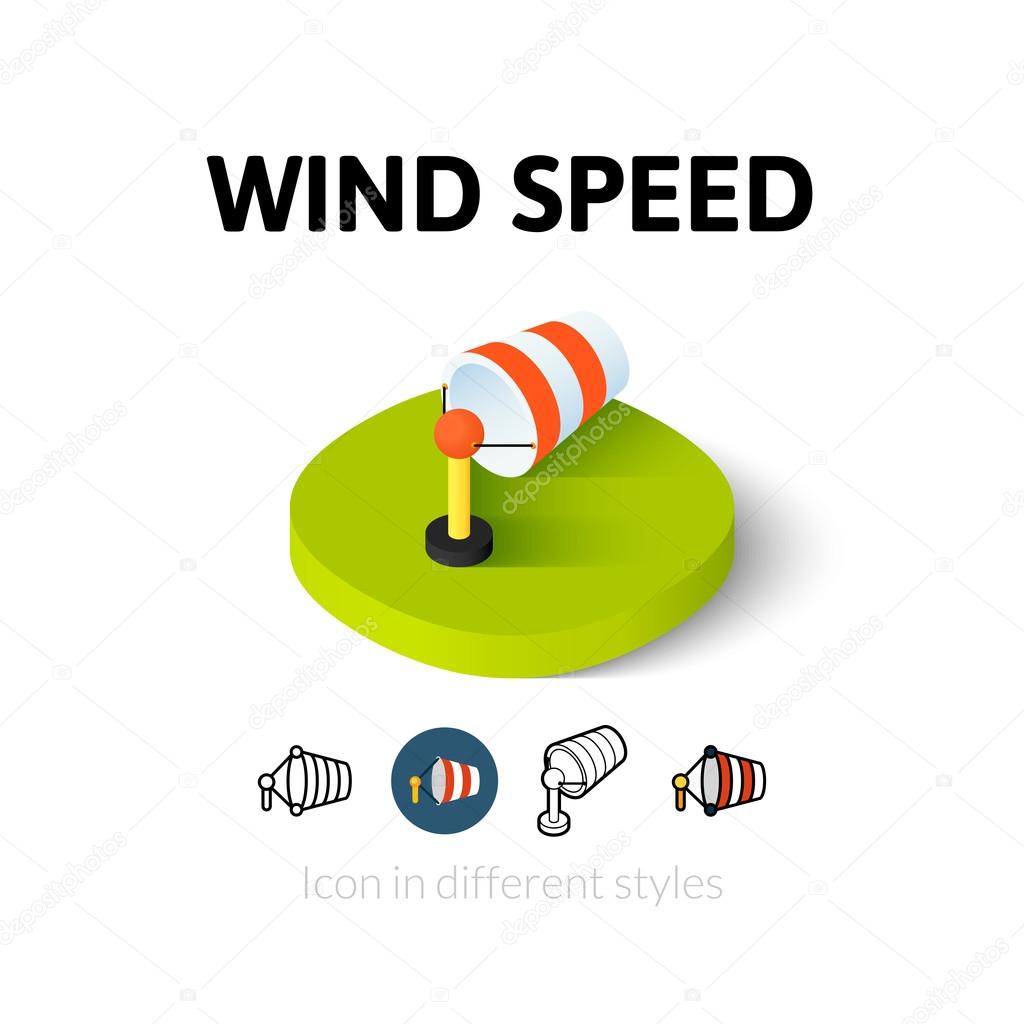 Wind speed icon, vector symbol in flat, outline and isometric style
