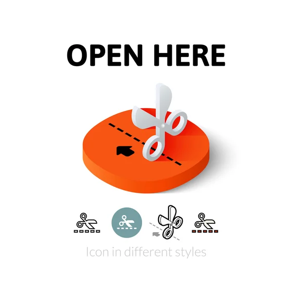 Open here icon in different style — Stok Vektör