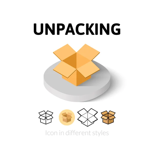 Unpacking icon in different style — ストックベクタ